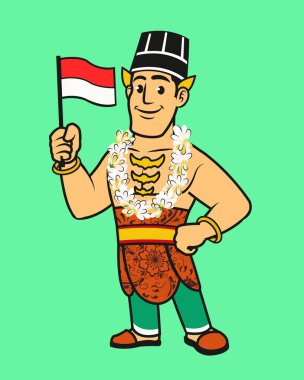  Geleneksel Kostümlü Endonezyalı Orta Java Yerli Kabile Kadını