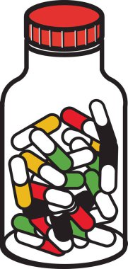 Şişe içindeki Tıbbın Vektör İllüstrasyonu
