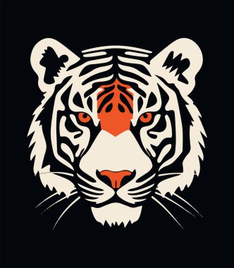 Tiger Head Dekoratif Lino Şablon Biçimi Grafiği