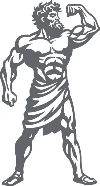 サンダーキャラクターマスコットロゴのゼウス神の子ヘラクレスのベクトルイラスト ロイヤリティフリーのストック画像
