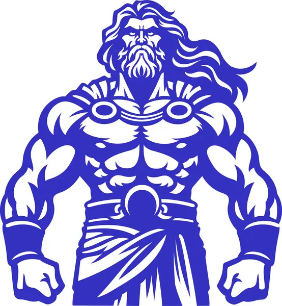Zeus God Van Donder Karakter Mascotte Logo Rechtenvrije Stockafbeeldingen