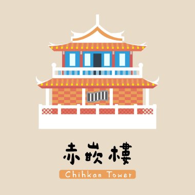 translation - Chihkan Tower, Travel Map, Chihkan Tower in Tainan City clipart