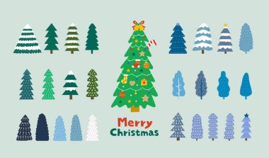 Mutlu Noel ağacı koleksiyonu. Kış ağaçları