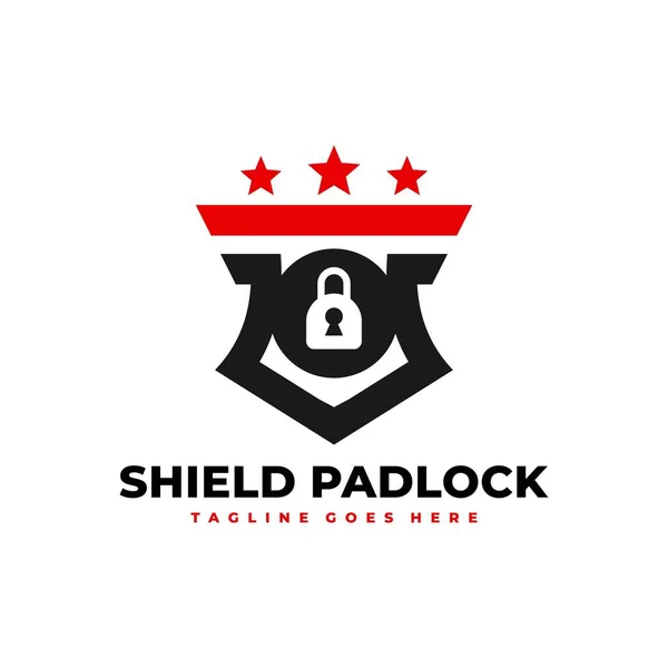 Security Padlock Shield Illustration Logo Design — Stock Vector
