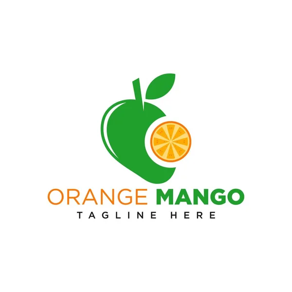 Turuncu Mango Meyve Vektör Illüstrasyon Logo Tasarımı — Stok Vektör