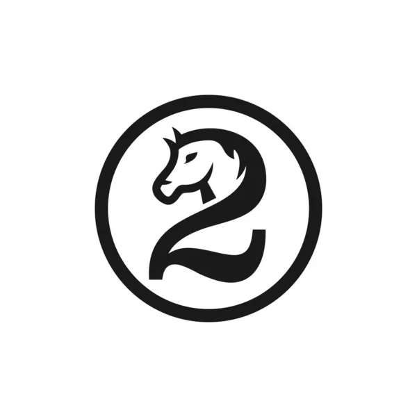 Diseño Del Logotipo Ilustración Del Vector Del Caballo Con Número — Vector de stock
