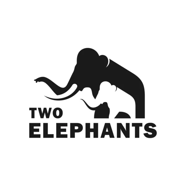 Zwei Elefanten Vektor Illustration Logo Design — Stockvektor
