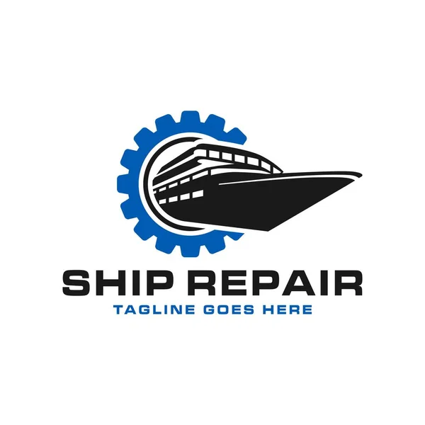 Schip Reparatie Vector Illustratie Logo Ontwerp Bedrijf — Stockvector