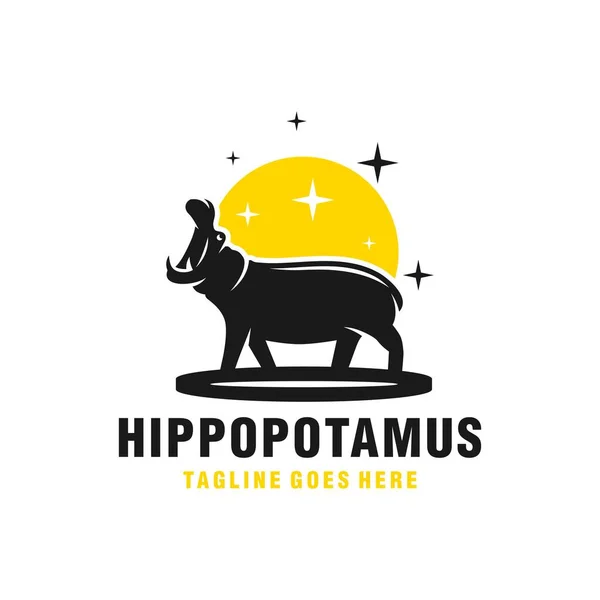 Hipopótamo Animal Vector Ilustración Logo Diseño Empresa — Vector de stock