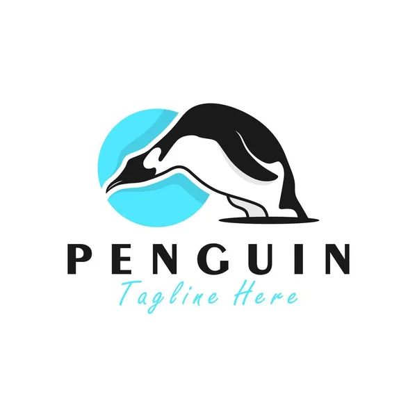 Penguen Hayvan Vektör Illüstrasyon Logosu Tasarımı — Stok Vektör