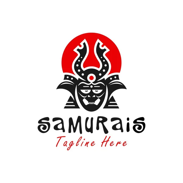Diseño Del Logotipo Del Casco Protección Cabeza Samurai — Vector de stock