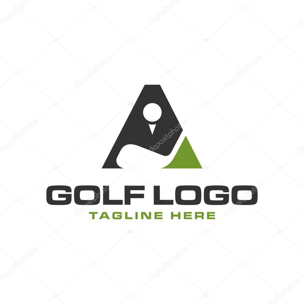 Golf sport club logo design with letter A