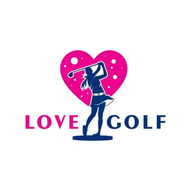 Kadın golfçü aşk logosu tasarımı