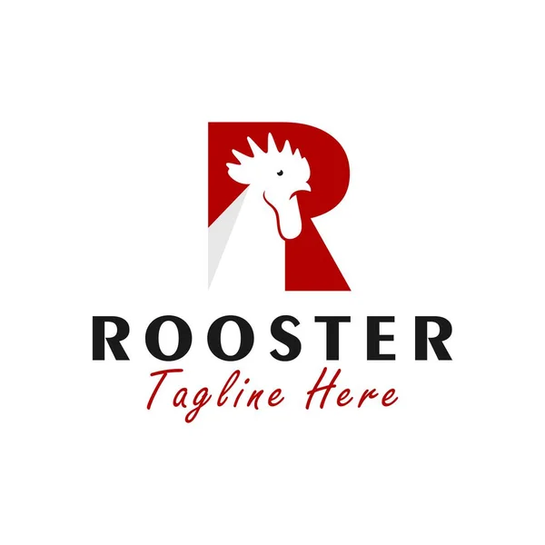 Rooster Vector Illustration Logo Design Letter — Stock Vector