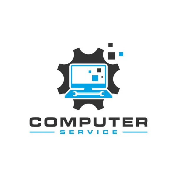 Computadora Reparación Ilustración Logotipo Diseño — Vector de stock