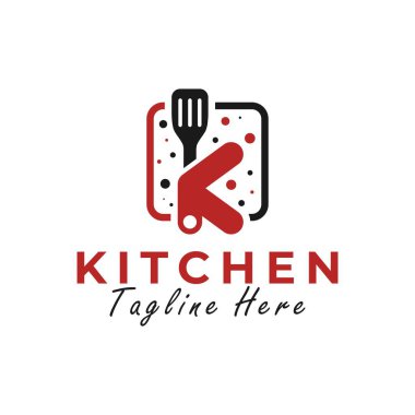 spatula illüstrasyon logo tasarımı K harfi ile.