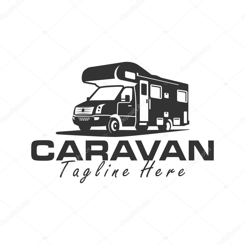Caravan or mobile home illustration logo design