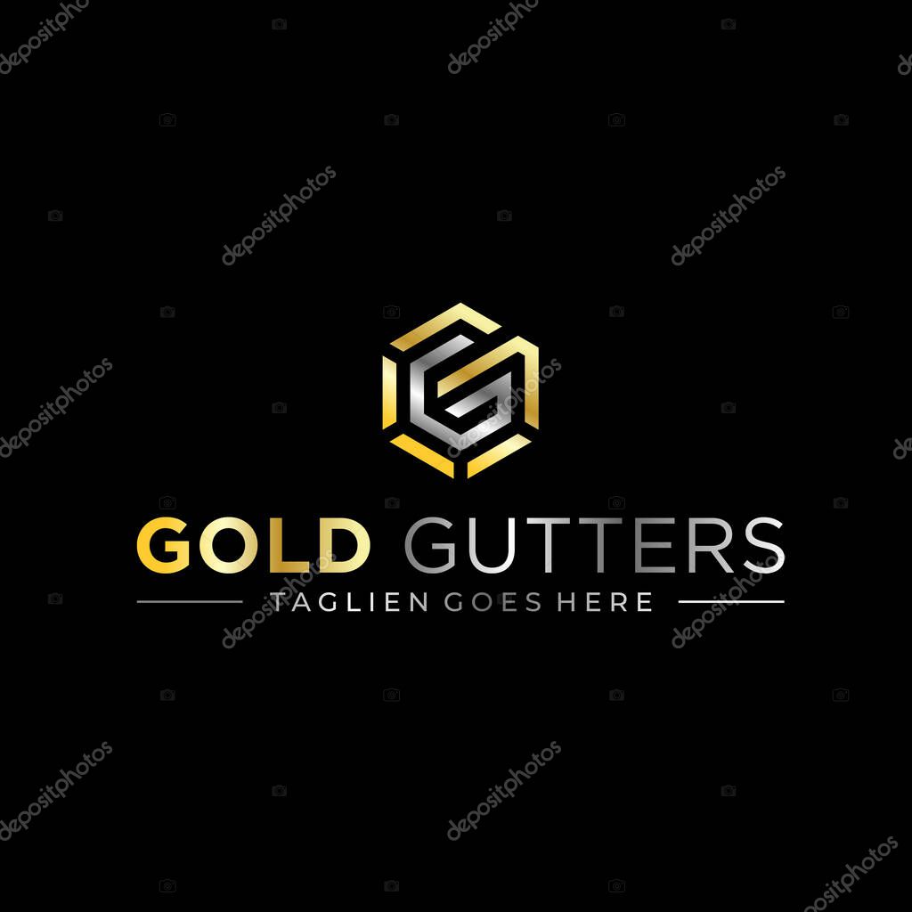Water gutter construction logo design with letter G