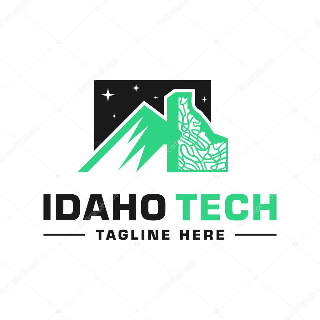 Idaho mountains land contour topography logo design
