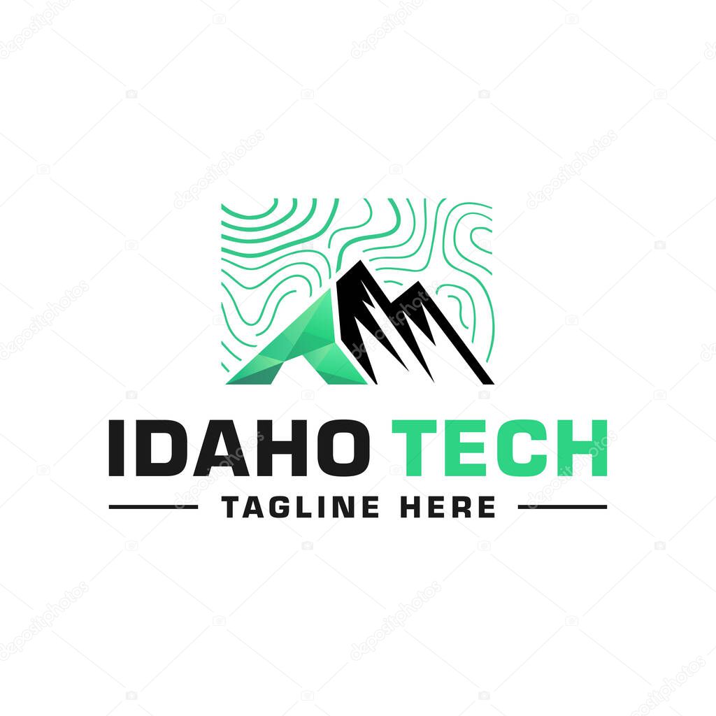 Topography logo design land contour mountain in idaho