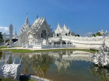 Chiang Rai WAT RONG KHUN 'daki beyaz tapınak Tayland' da modern wat