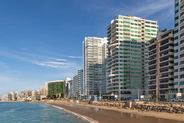 stock image Salinas beach with modern apartment buildings facing the beach. Pacific Coast, Ecuador.