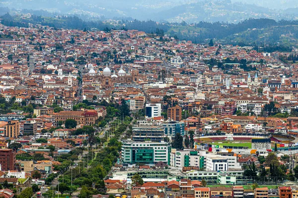 Vista Panorámica Ciudad Cuenca Ubicada Valle Desde Plataforma Observación Turi — Foto de Stock