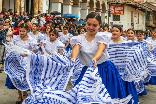 Cuenca Ecuador April 2023 Firande Stiftelsens Dag Parad Den Historiska — Stockfoto