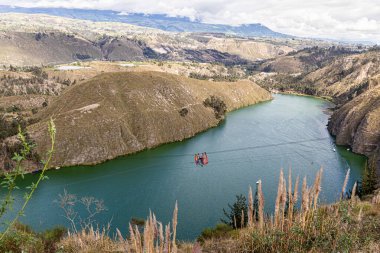 Aerial view of the lake Yambo which is located near the city Salcedo in the province Cotopaxi, central Ecuadorian Andes. Ecuador clipart