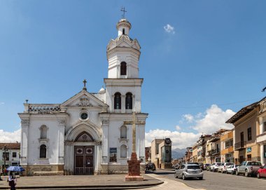 Cuenca Ecuador - December 30, 2022: View of the 19th-century Church of San Sebastin in the historical center of the city of Cuenca, Ecuador clipart