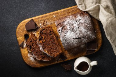 Chocolate cake with oranges. Homemade baking.
