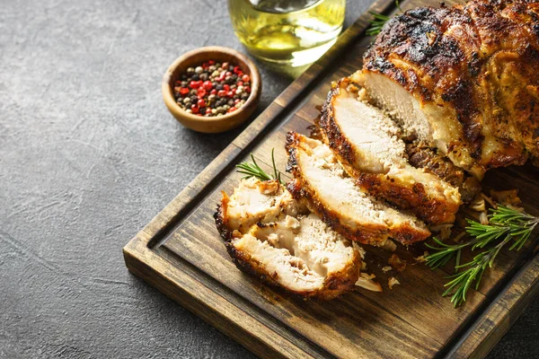 Roasted Pork Baked Ham Serving Board Black — Stockfoto