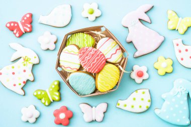 Paskalya kurabiyeleri, Paskalya kurabiyeleri, yemek geçmişi. Kopyalama alanı olan üst görünüm.