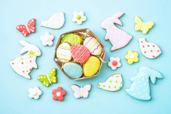 Easter Gingerbread Cookies Easter Baking Food Background Top View Copy — Stock Photo, Image