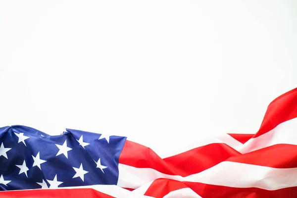 American flag background, USA flag on white. Copy space for design.