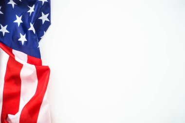 Amerikan bayrağı arkaplan, beyaz bayrak. Tasarım için alanı kopyala.