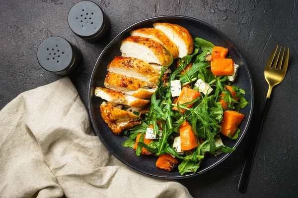 Chicken Salad Pumpkin Arugula Dash Diet Keto Diet Meal Top — Stock Photo, Image
