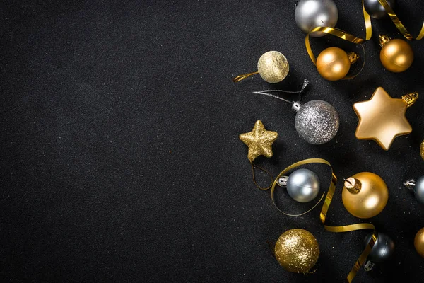 Altın Madalyalı Siyah Noel Arkaplanı Dizayn Için Alanı Olan Düz — Stok fotoğraf
