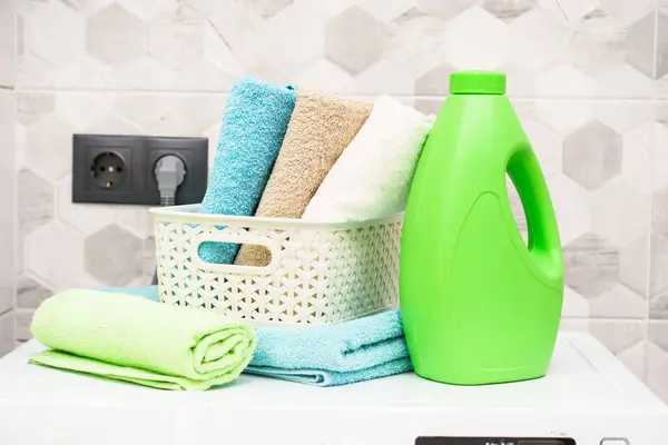 Clean Towels Detergent Laundry Bathroom — Stock Photo, Image