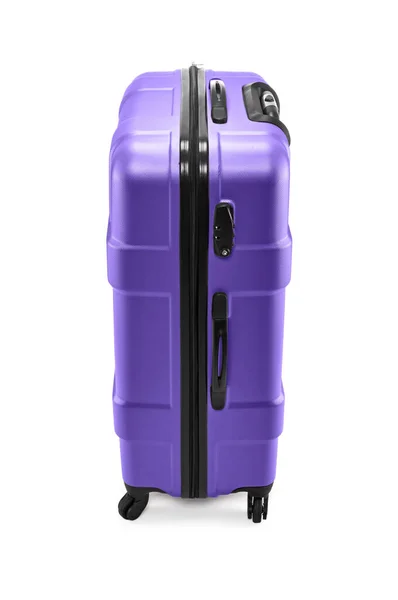 Maleta Moderna Plástico Púrpura Sobre Ruedas Para Viajes Negocios — Foto de Stock
