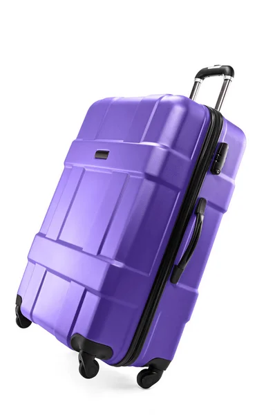 Moderner Kunststoffkoffer Für Reisende Isoliert Auf Weißem Hintergrund — Stockfoto