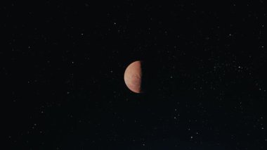 Mars 'ın gerçekçi yüzey detaylarıyla sinematik animasyonu. Mars manzarasının 4K 'daki destansı CGI görüntüsü, derin uzayda Kızıl Gezegen' in Ultra HD animasyonu. Kozmik arkaplan ile dönen Mars animasyonu