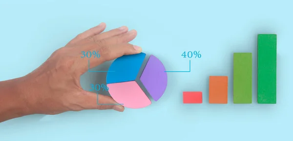 Gráfico Cubos Conexão Negócios Uma Mão — Fotografia de Stock