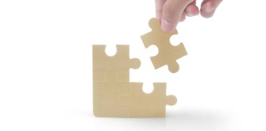 Yapbozu bağlıyorum. İş çözümleri başarı ve strateji kavramı