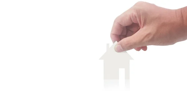 Hands Holding Paper House Family Home — Stock Photo, Image