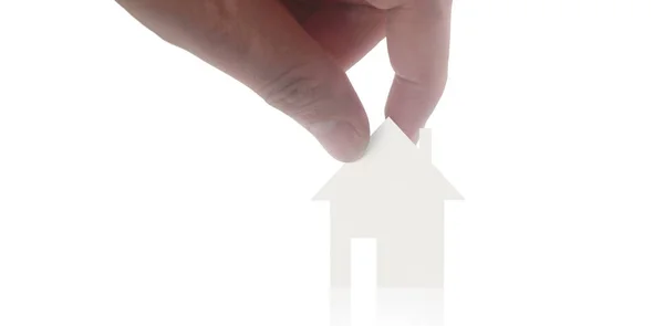Hands Holding Paper House Family Home — Stock Photo, Image