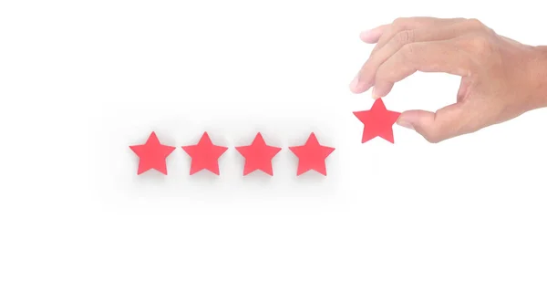 Rise Increasing Five Stars Human Hand Increase Rating Evaluation Classification — Stock Photo, Image