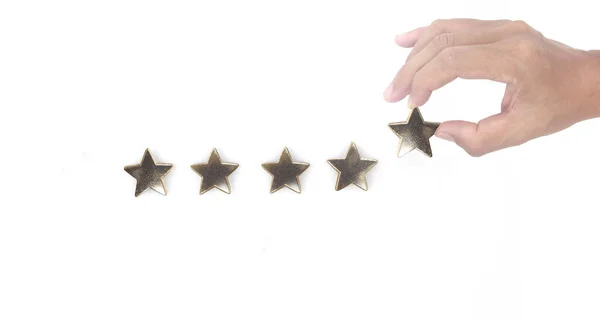 Rise Increasing Five Stars Human Hand Increase Rating Evaluation Classification — Stock fotografie