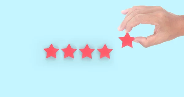 Rise Increasing Five Stars Human Hand Increase Rating Evaluation Classification — Stock Photo, Image