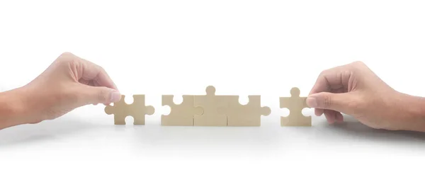 Connecting Jigsaw Puzzle Business Solutions Success Strategy Concept — Stock Photo, Image